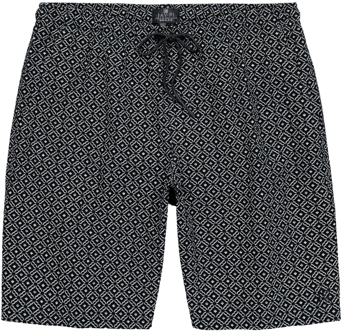 JAY-PI - Heren - Zwemshort beachwear seersucker-structuur all-over print tot 8XL - Zwart - Maat 6XL