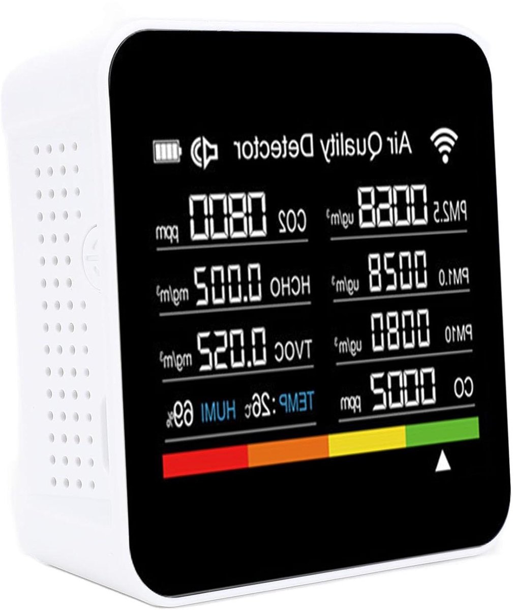 Luchtkwaliteit Monitor - CO2 Meter Detector - Binnenklimaat Analyseren - 16-in-1 Metingen - 2.8 Inch Display - Wit