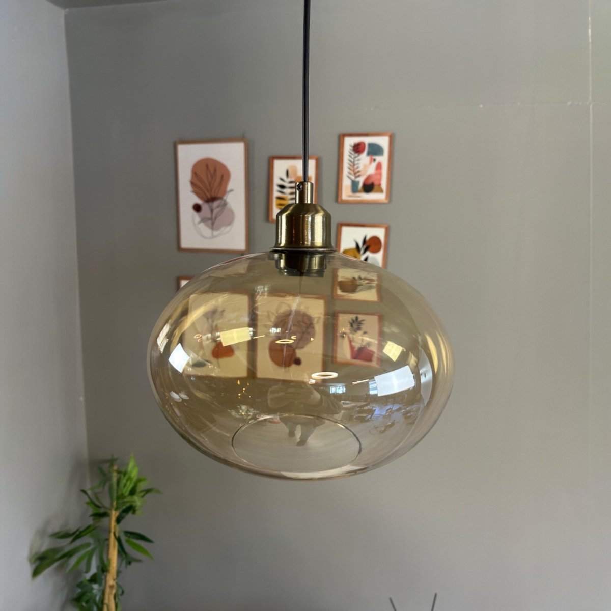 Bamyum Solvia hanglamp, industriële Modern stijl, Ø40 cm, honingkleur metalen lamp