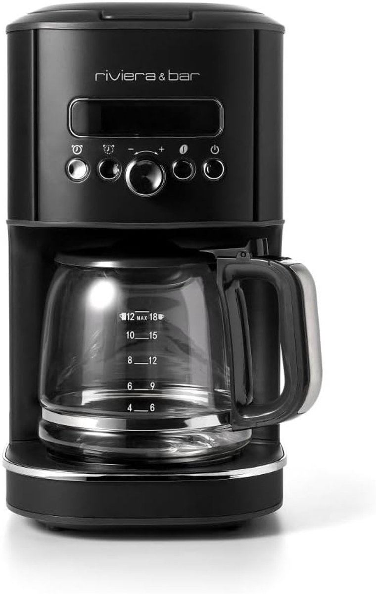 SnelShoppen - Programmeerbare Filterkoffiezetapparaat 1,8L - Snelle Opwarming 950W - LCD Scherm met 24u Timer - Druppelstop en Ontkalkingswaarschuwing