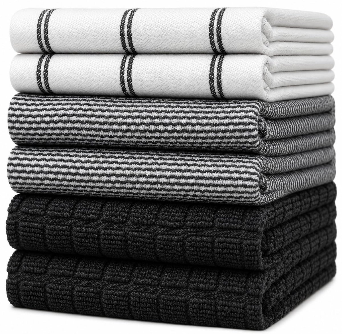 Omgoods - Premium Keuken Handdoeken Set van 6 - 100% Katoen, Zeer Absorberend, Met Ophanglus