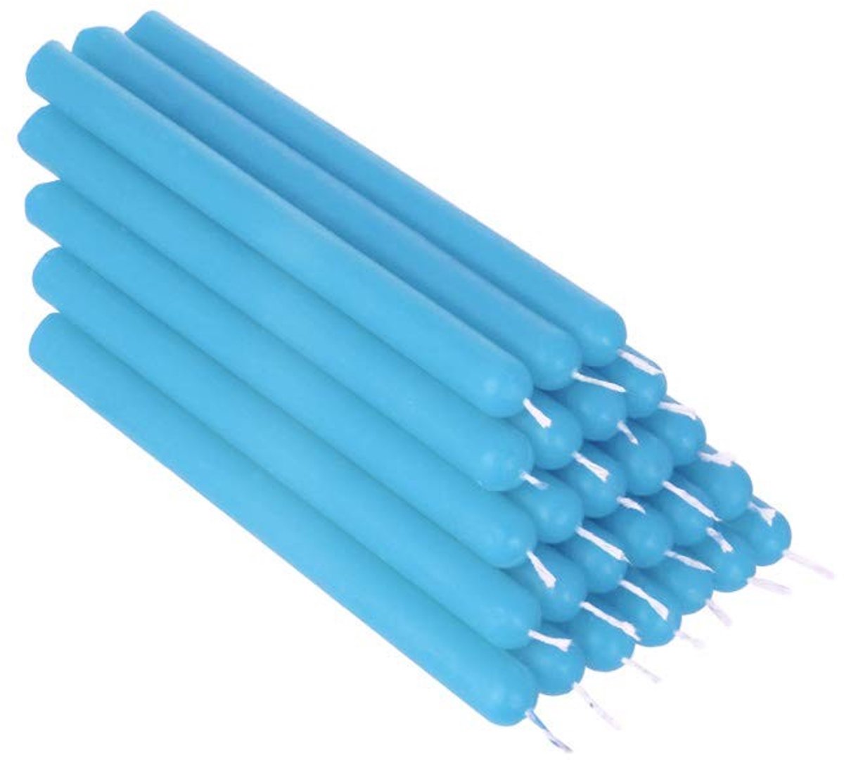 Omgoods - Set van 25 Luchtige Blauw Kleurige Tafelkaarsen 12cm