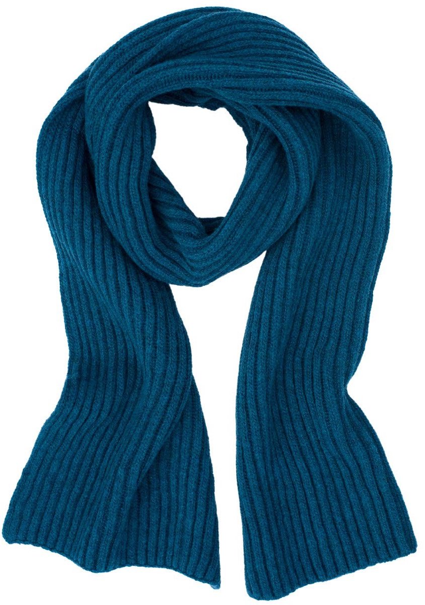 Omgoods - Dikke Ribscarf van 100% Wol in Petrolkleur