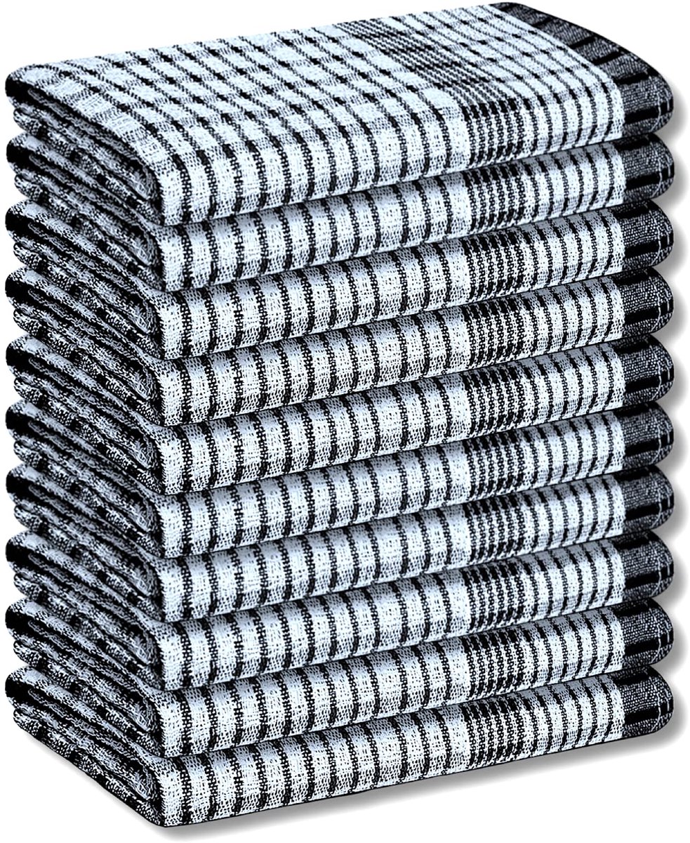 Omgoods - Wonderdry theedoeken, 10 stuks, katoenen absorptieve keukenhanddoeken - Zwart