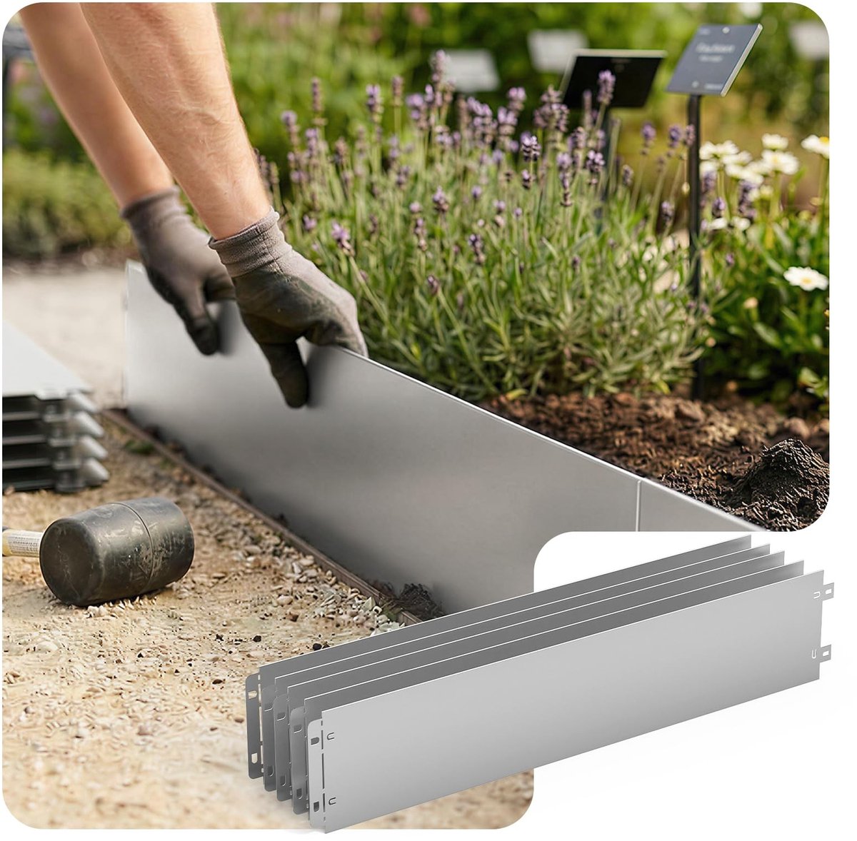 Omgoods - Galvanized Steel Lawn Edging voor Tuin