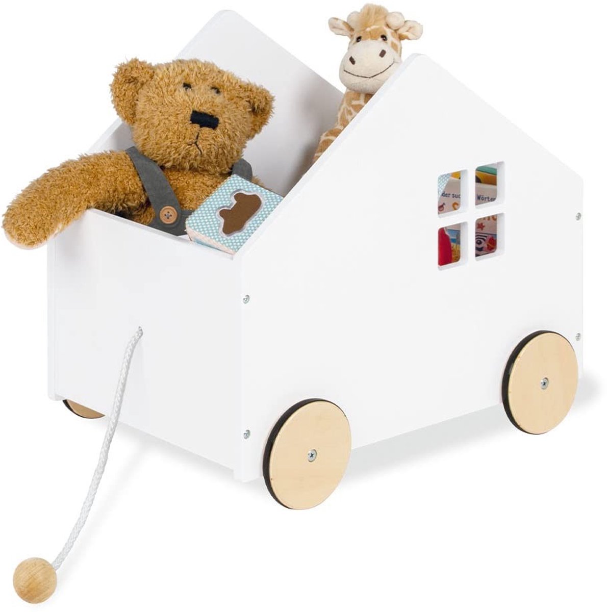 Omgoods - Houten Speelgoeddoos met Wielen voor Kinderen