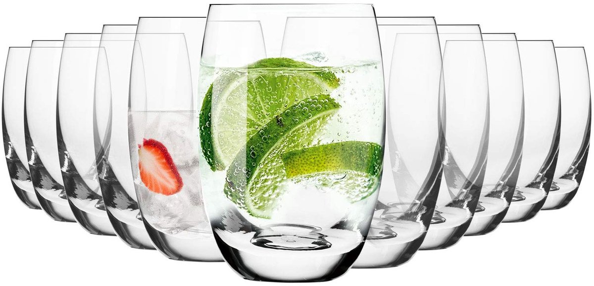 Omgoods - Set van 12 Kristallen Drinkglazen 440 ML voor Koude Dranken