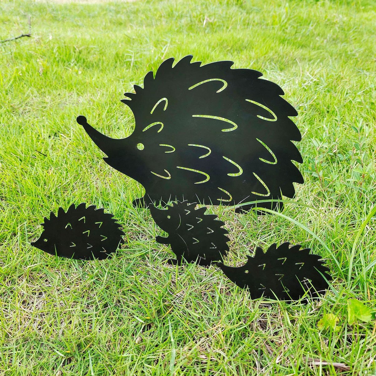 Omgoods- Metalen Haringen Set van 4 - Tuindecoratie - Dierendecoratie - Decoratieve Accessoires - Egelvorm - Roestkleurig Silhouet