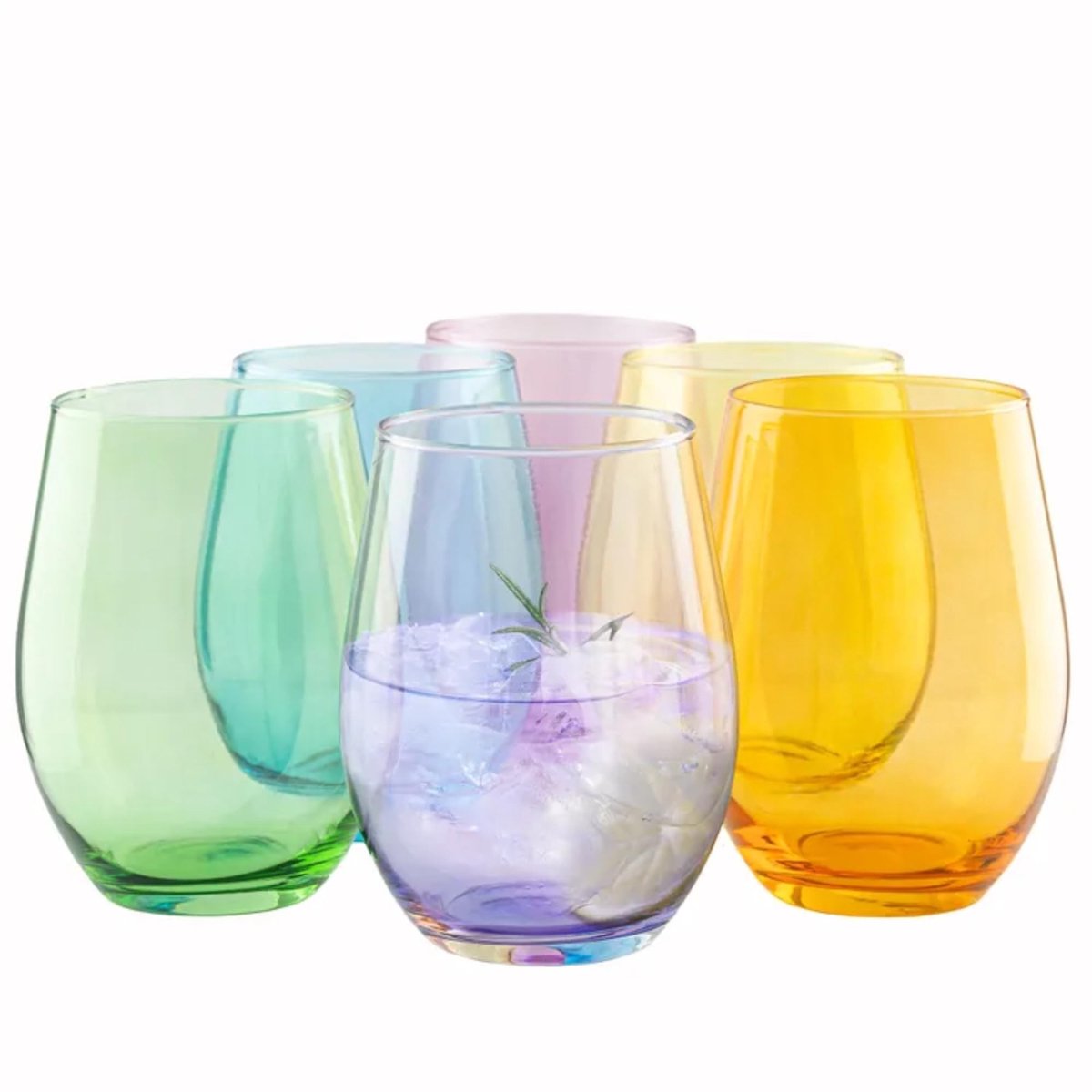 Omgoods - Set van 6 Gekleurde Cocktailglazen voor Dranken