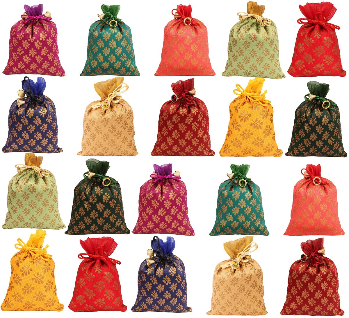 Omgoods - Traditionele Indiase Brocade Drawstring Tas voor Geschenken en Decoratie