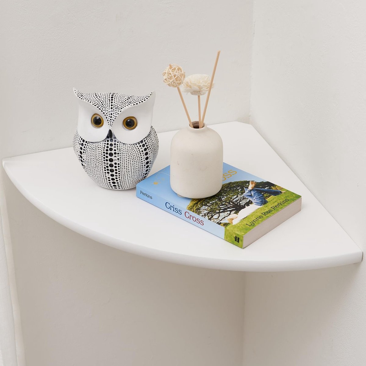 Omgoods- Hoekschaal - Wandhouder van 100% eikenhout - Zwevende Wandplank - Hoekplank voor Planten - Decoratieve Plank - Duurzaam en Mooi