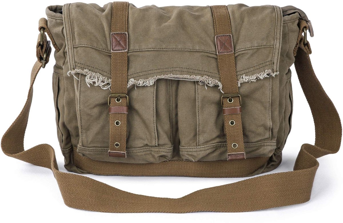 Omgoods - Vintage Canvas Messenger Bag voor Dames met Gerafelde Stijl
