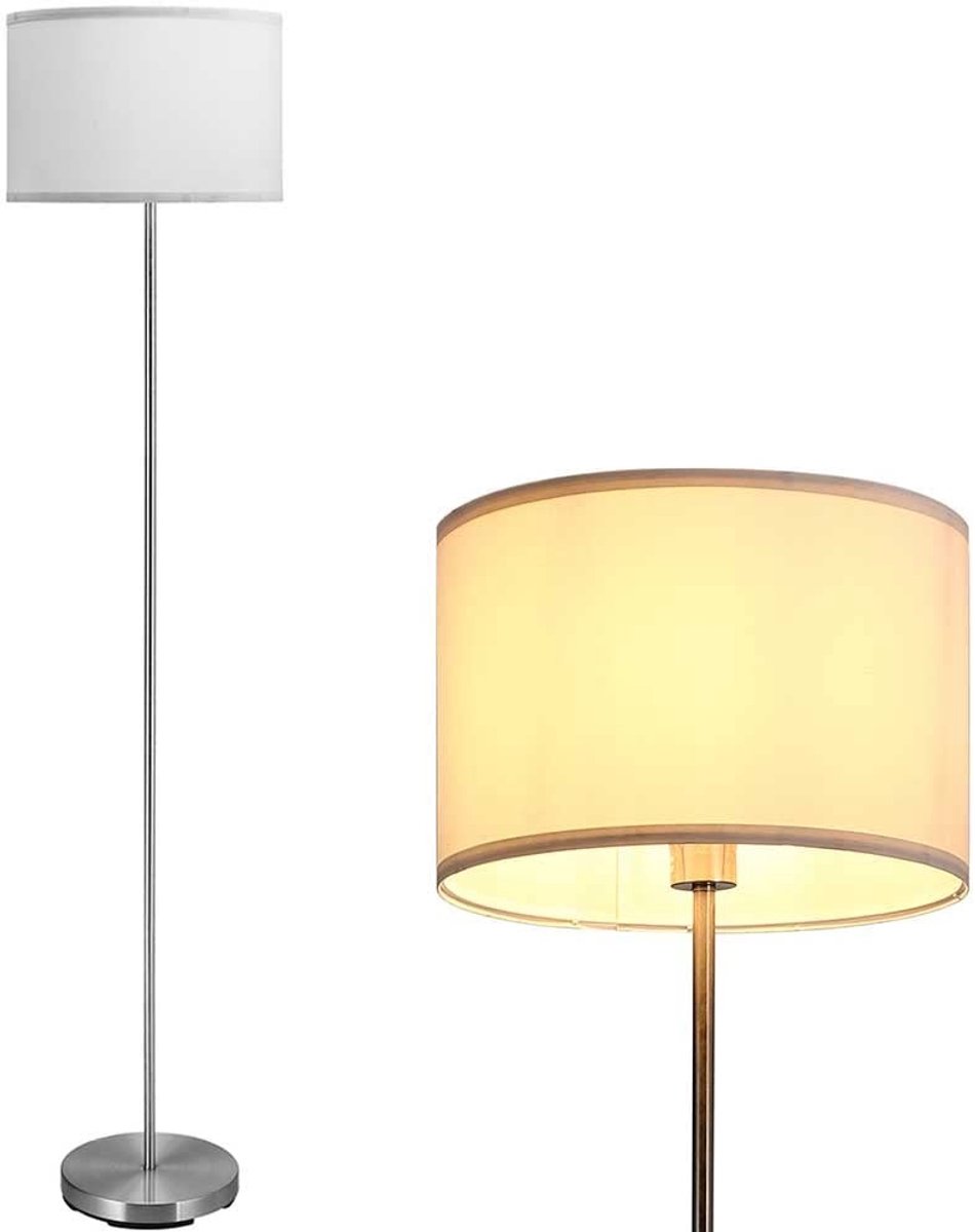 Omgoods - Vloerlamp met Stof Lampenkap, Hoogte 160 cm (Wit)
