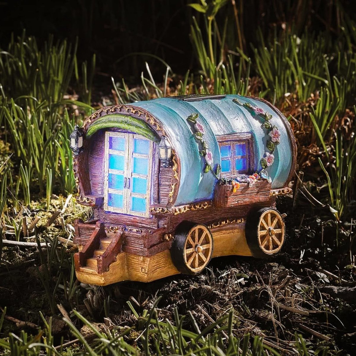 Omgoods - Solar Tuin Ornament in de Vorm van een Gypsy Caravan