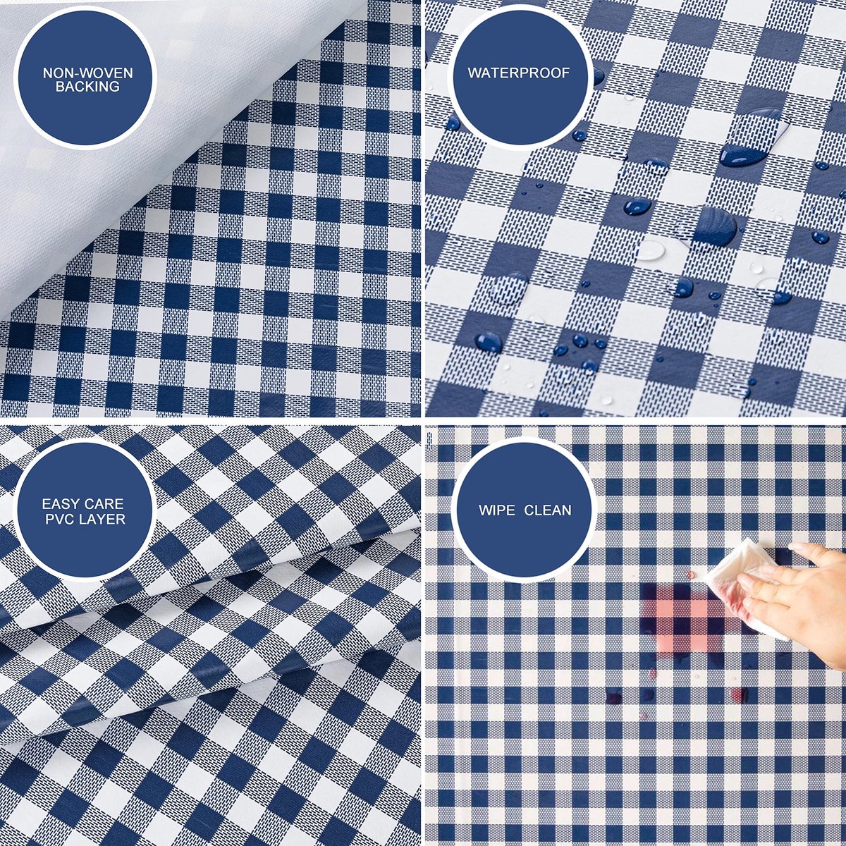 Omgoods - Rechthoekige PVC Tafelkleed 140 x 180 cm in Vichy Motief