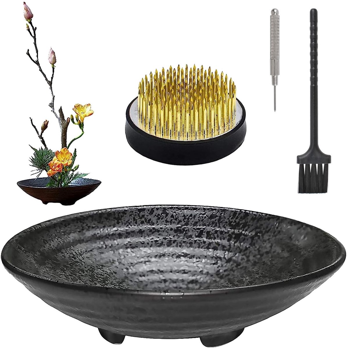 Omgoods - Set van Keramische Vaas en Bloemfrog voor Ikebana