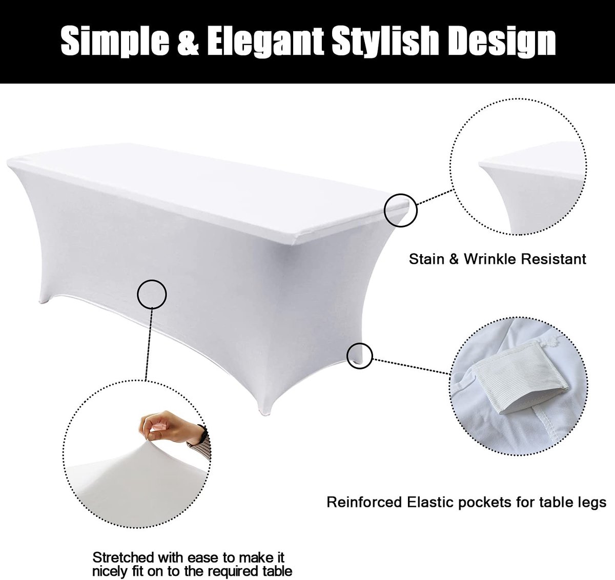 Omgoods - Stretch Tafelkleed voor Rechthoekige Tafel 182 x 182 cm