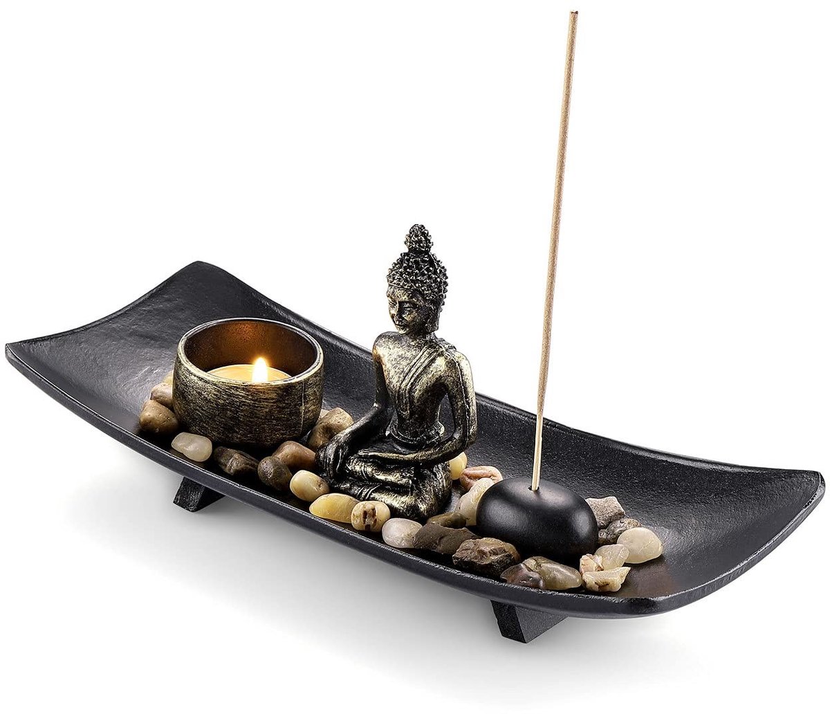 Omgoods - Zen Tuin Wierookhouder en Kaarsenhouder Set