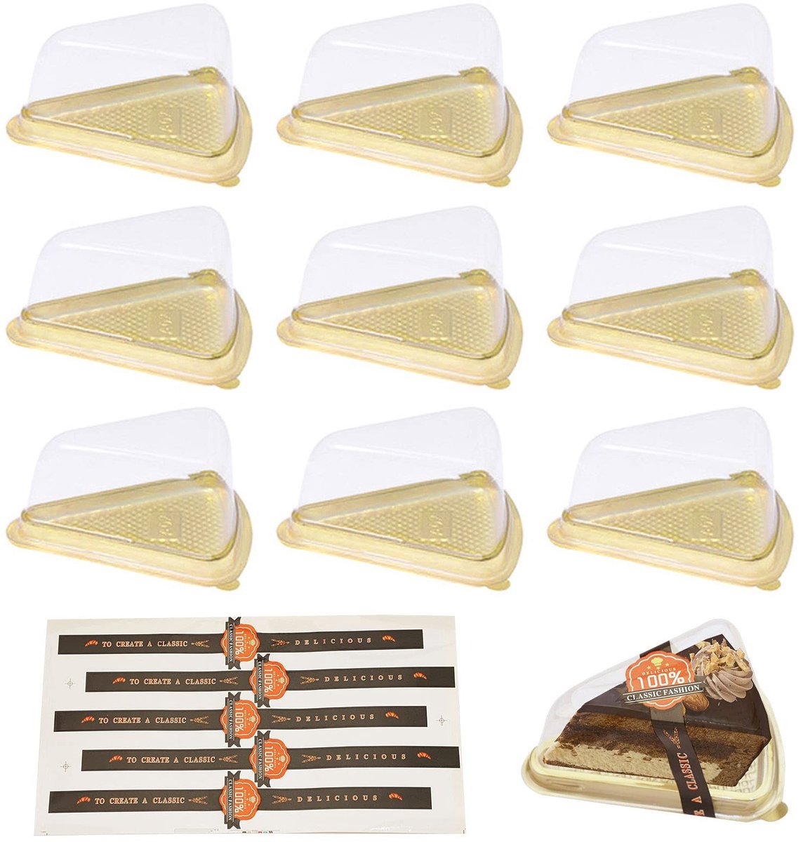 Omgoods - 50 Transparante Plastic Driehoekige Taartdozen voor Taarten en Snacks