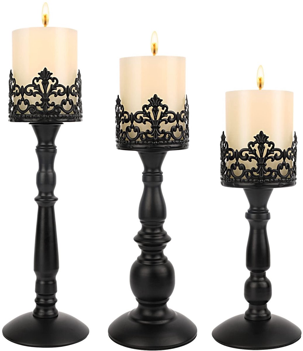 Omgoods - Vintage Kaarsenhouder Set van 3 voor Elegante Tafelsetting