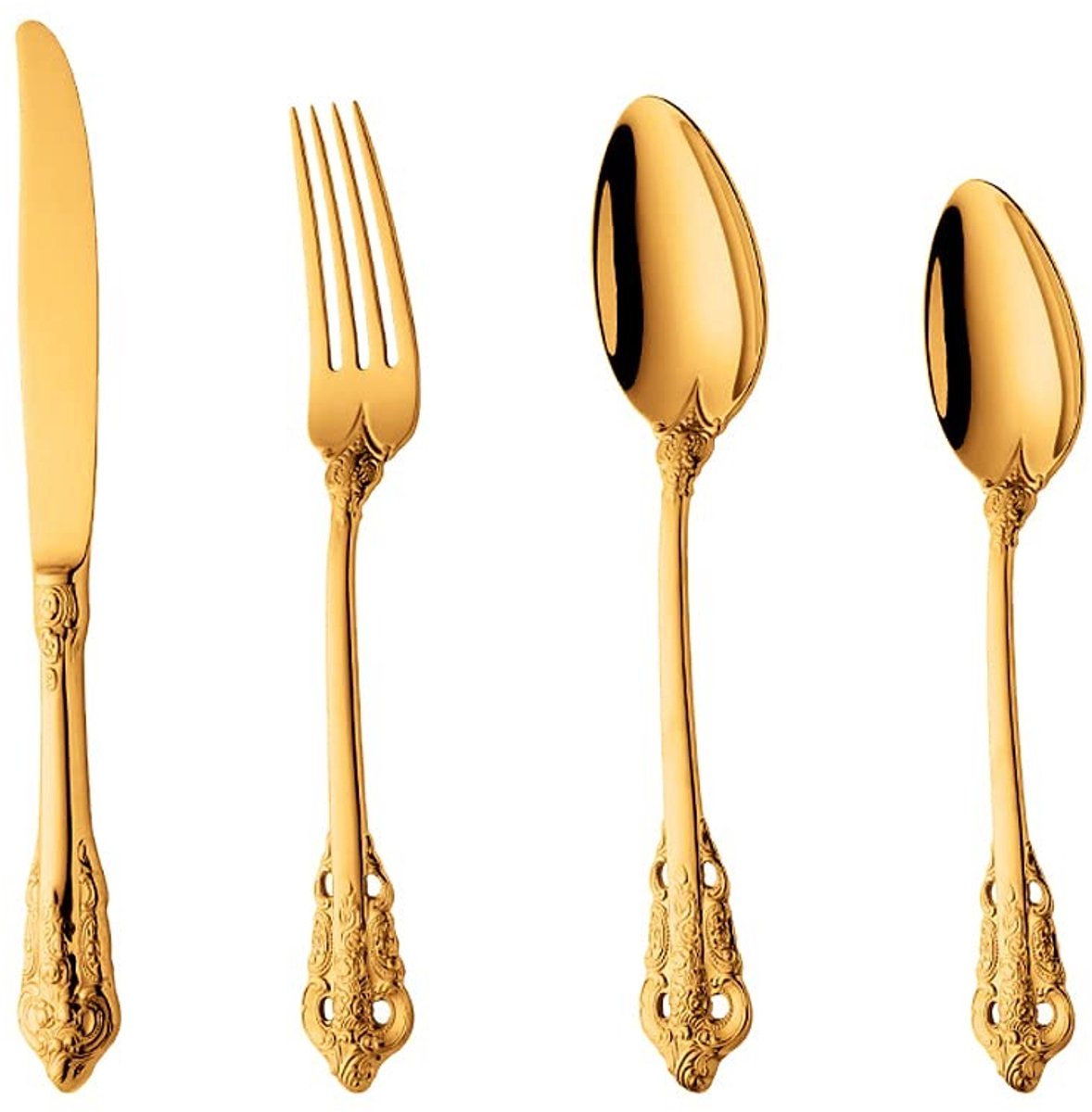 Omgoods - 4-Delige RVS Bestekset in Antiek Royal Stijl