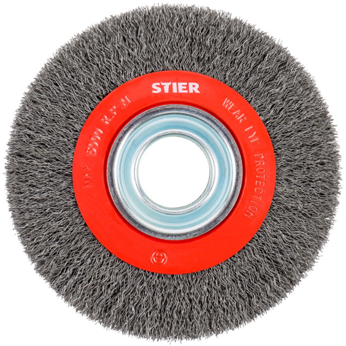 STIER ronde borstel ø 200 mm, boring-ø 32 mm, 0,35 mm, gegolfd, staal