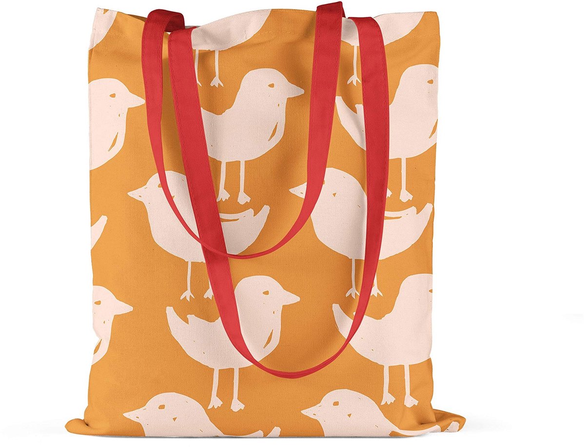 Omgoods - Herbruikbare Canvas Boodschappentas van 100% Katoen met Rode Handvatten