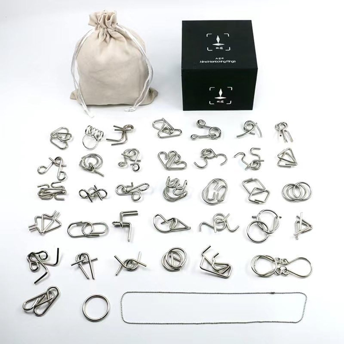 Omgoods - 28 Stuks Mini Breinbrekers Metaal Puzzel Set voor IQ Test en Logisch Denken