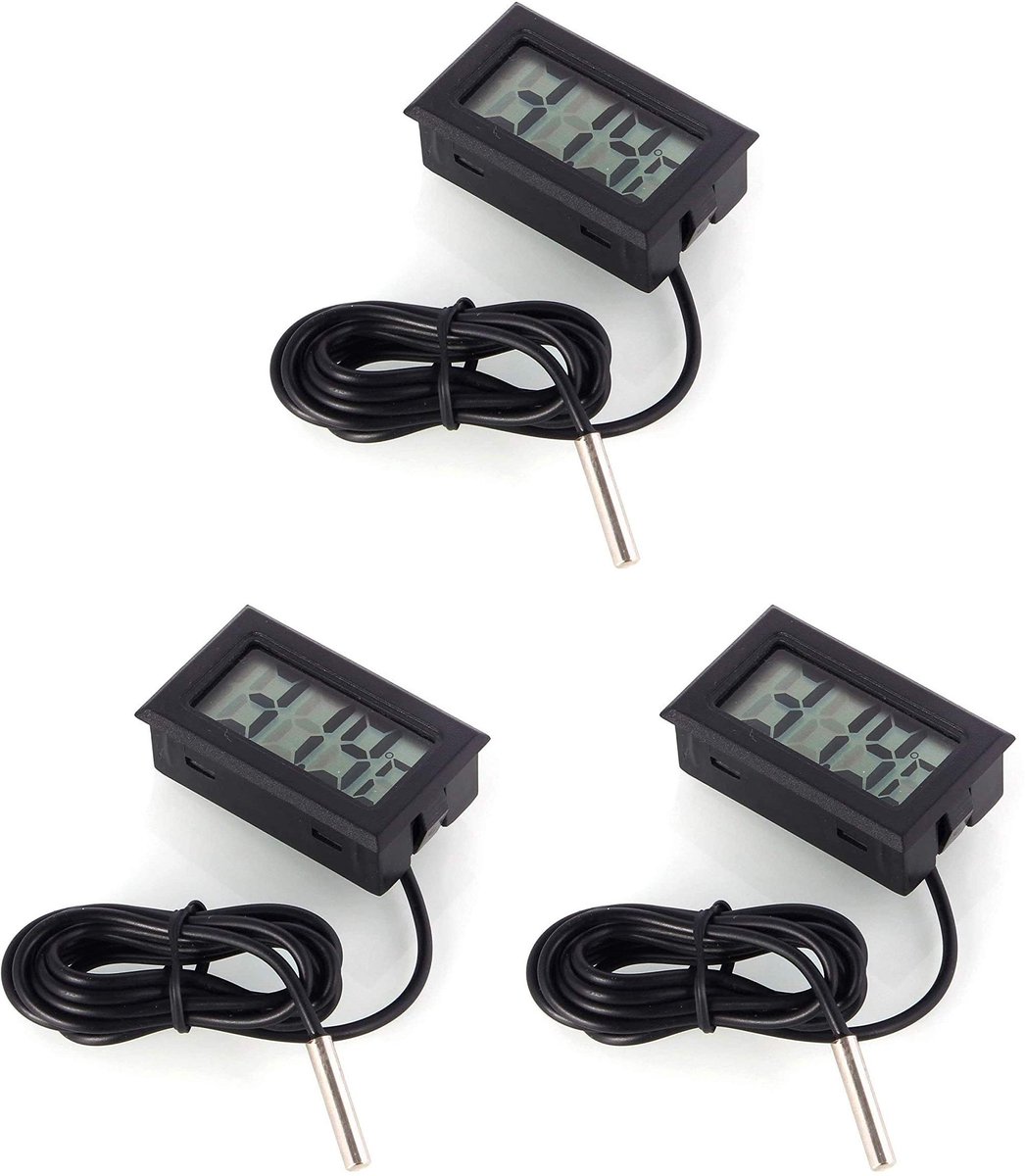 Omgoods - Digitale LCD Temperatuurmeter met Externe Probe voor Koelkast en Vriezer