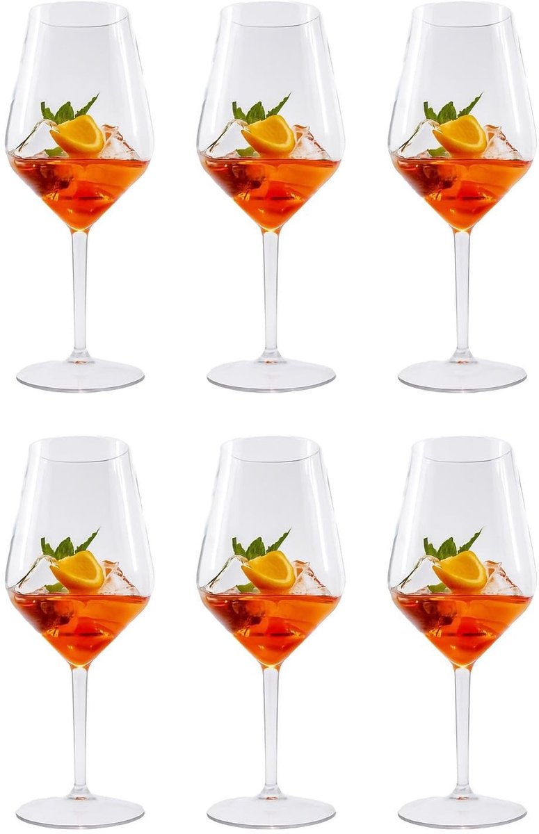 Omgoods - Set van 6 Tritan Plastic Wijnglazen, Schokbestendig en Herbruikbaar