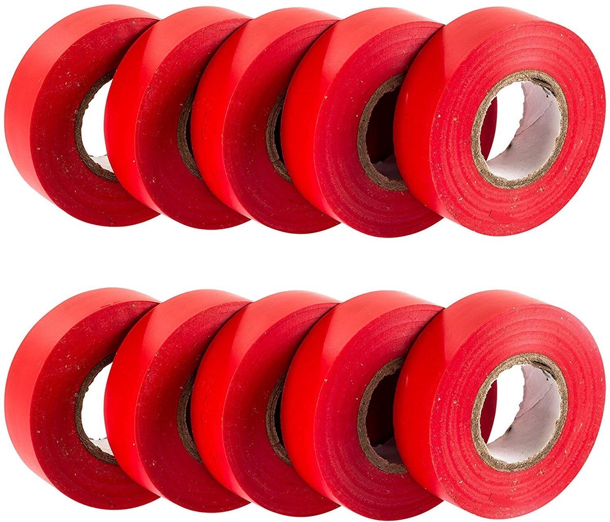 Omgoods - Set van 10 PVC Isolatiebanden, Rood, 19 mm x 20 m