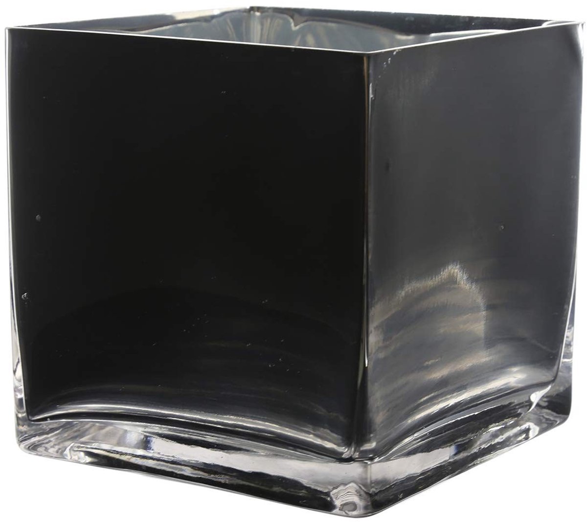 Omgoods - Elegante Vierkante Glazen Vaasje 12.7 cm Zwart