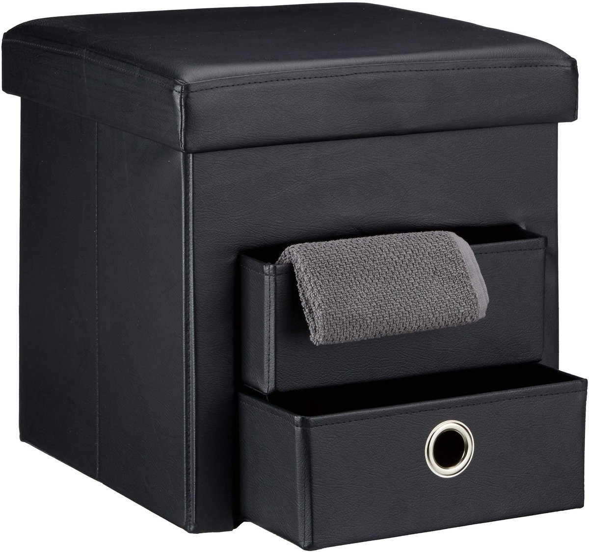 Omgoods - Opvouwbare Pouf met Opbergruimte en Lades (38x38cm)