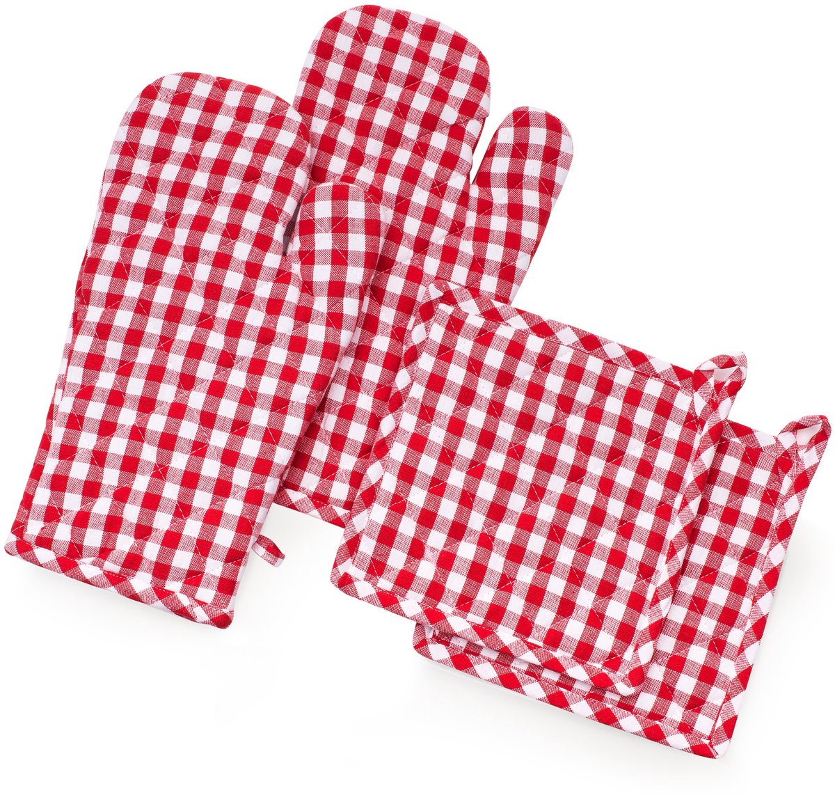 Omgoods - Oven Mitts en Potholders Set (2+2) - Katoenen Keukenhandschoenen