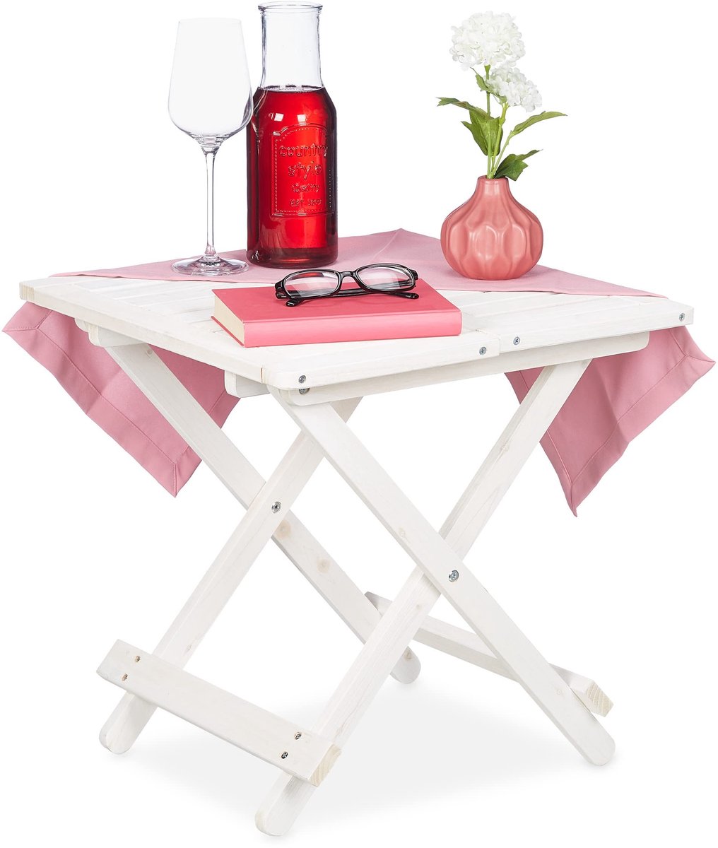 Omgoods - Witte Vouwtafel voor Binnen en Buiten, 50x50cm