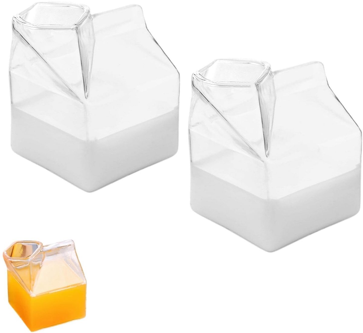 Omgoods - Set van 2 Glazen Melkpakketten - Kawaii Melk Cups
