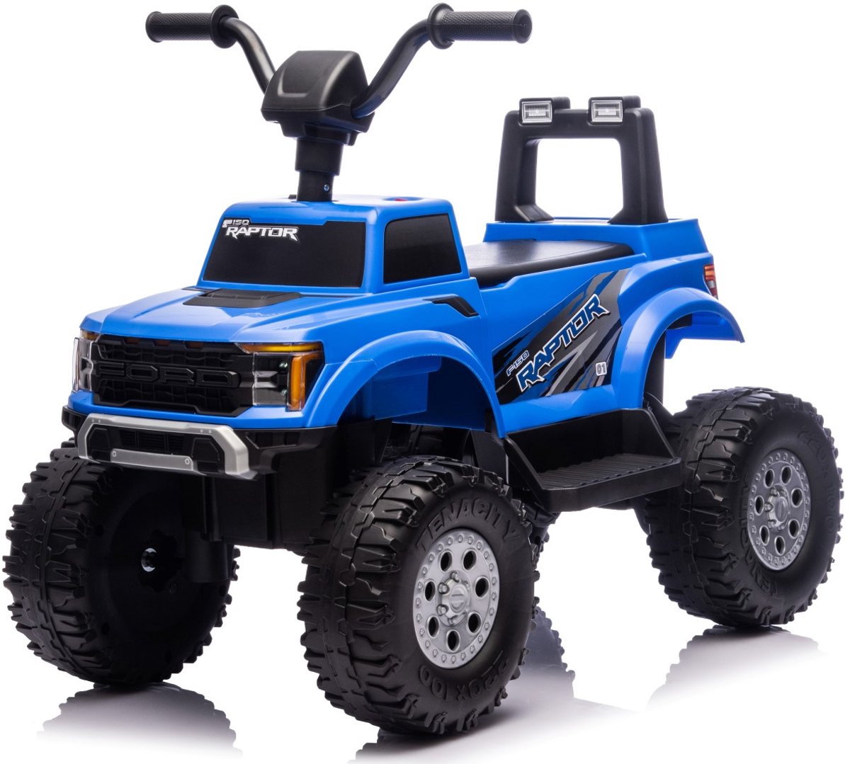 SUN BABY Ford Raptor F150 Elektrische Kinderauto Accuvoertuig 12V - LED Verlichting, Terreinbanden, Opbergruimte - Blauw