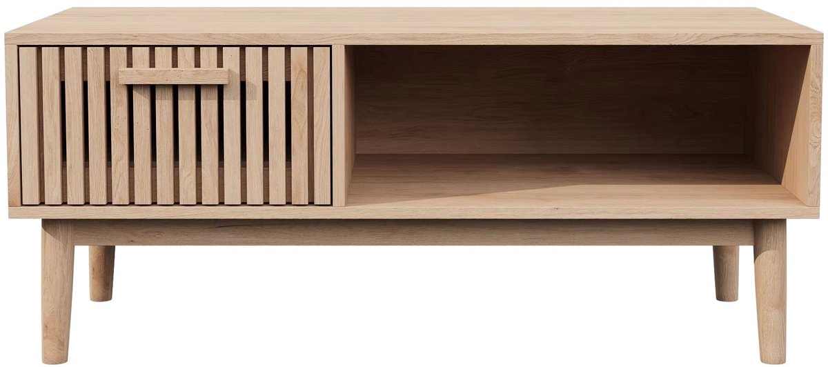 Salontafel 100 X 50 X 43 Cm - met Opbergruimte, Lades, Open Planken, Hout - voor Woonkamer