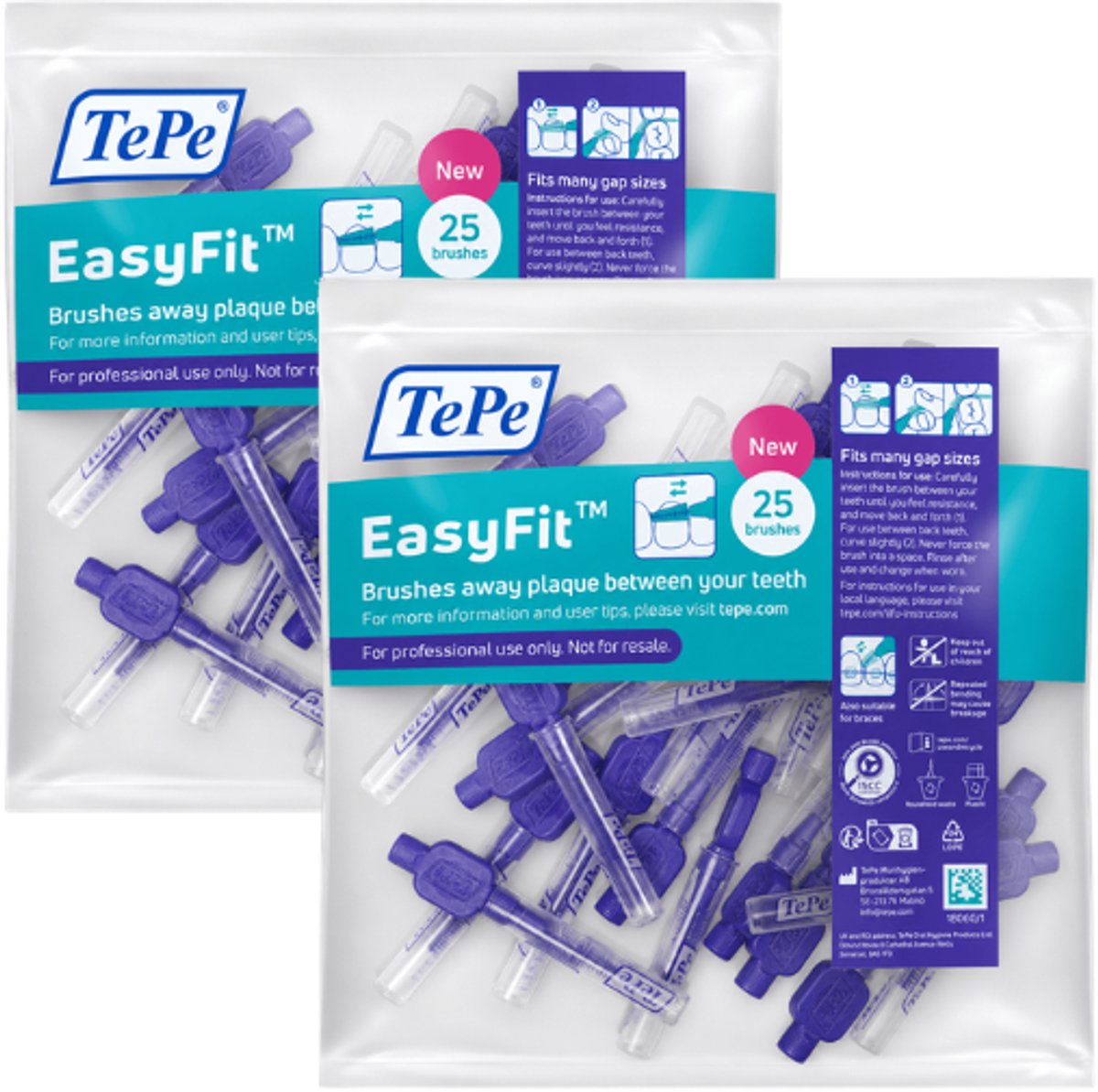 TePe EasyFit Interdentale Ragers Maat M/L Paars - 2 x 25 stuks