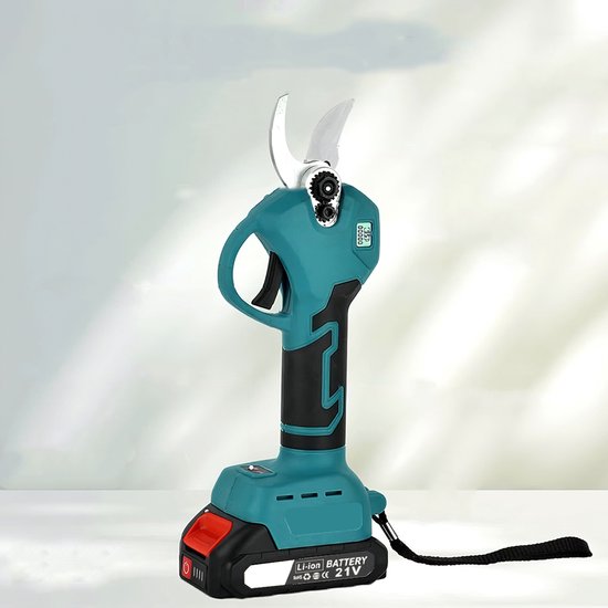 Draadloze Elektrische Snoeischaar Met Borstelloze Motor En Gebogen Blad - Veiligheidsstart 1300 mAh Lithiumbatterij 25 mm Takkenkniplengte Ergonomisch - Blauw — afbeelding 2