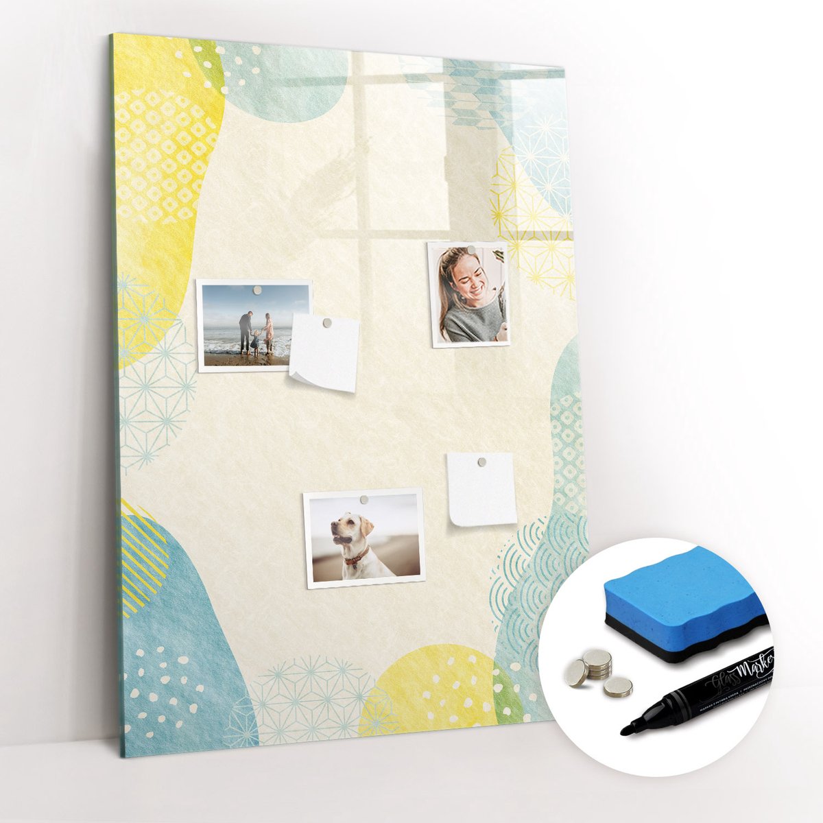 Tulup Whitebord - Decoratief frame - 70 x 100 cm - Veelkleurig Magnetisch Bord - Gratis 5 Sterke Magneten + Whiteboard Marker & Wisser - Minimalistisch Prikbord - Magneetbord Muur - Organiseer Je Bureau