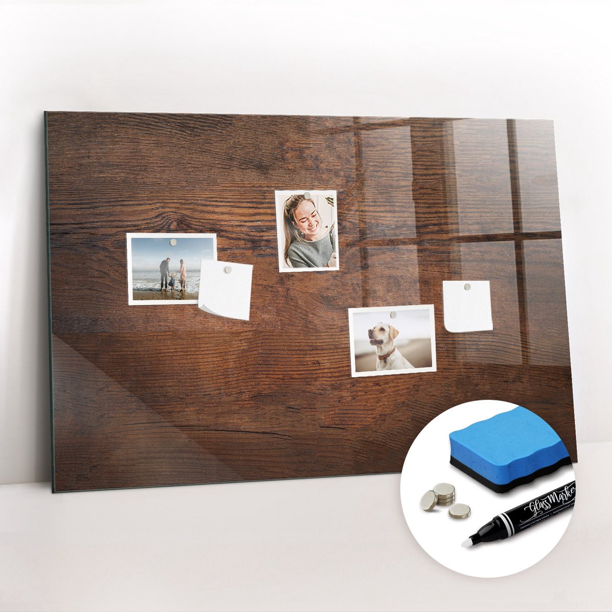 Tulup Whitebord - Rustiek oud hout - 90 x 60 cm - Bruin Magneetbord Rechthoekig - Gratis 5 Sterke Magneten + Whiteboard Marker & Wisser - Organizer Muur - Magneetbord Rechthoekig - Organiseer Je Bureau