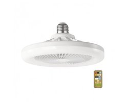 Stille ventilatorlamp voor fitting – Plafondventilatorlamp met schroeffitting, LED-lamp met ventilator, plafondventilator met verlichting en afstandsbediening voor keuken, badkamer, berging en garage (wit)