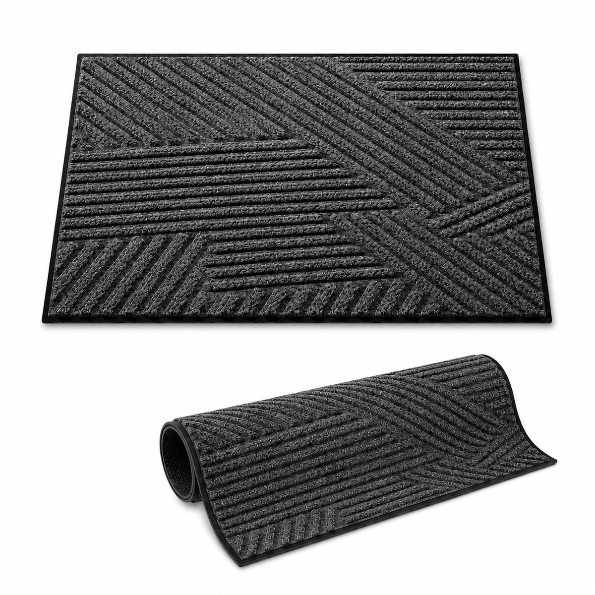 Dirt Trapping Mat voor Binnen en Buiten-45 x 75 cm - Wasbare Deurmat voor Entree, Hal, Tuin en Patio-Donkergrijs