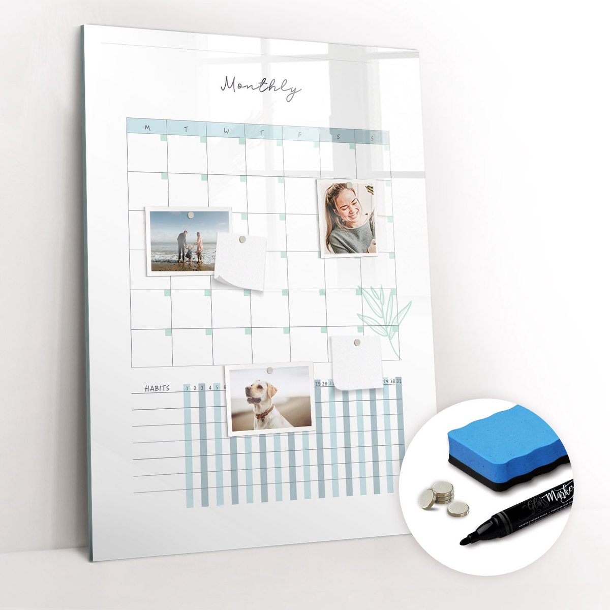 Tulup Whitebord - Maandkalenderplanner - 70 x 100 cm - Wit Magnetisch Memobord - Gratis 5 Sterke Magneten + Whiteboard Marker & Wisser - Minimalistisch Prikbord - Memobord Magnetisch - Planning Muur