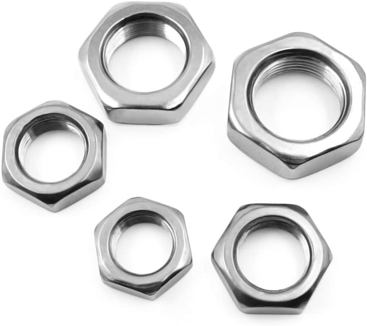 Hex Lock Nuts - Hex Nuts Female Thread Hex Nuts Hex Thin Nut For Home, Fastener, Silver, M16*1 * 8 20Pcs - ShopVlot