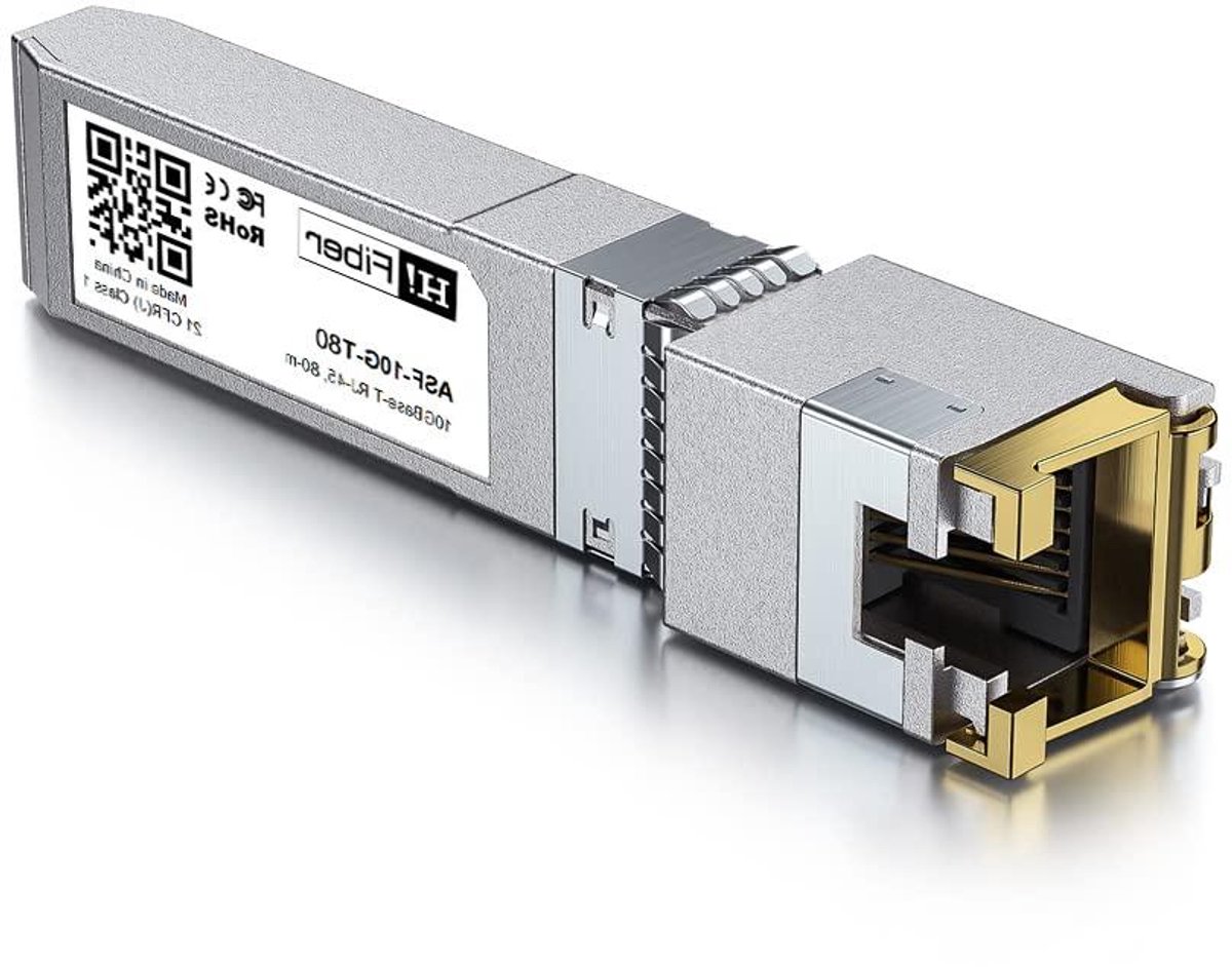 10GBASE-T SFP+ Transceiver - SFP+ naar RJ45 Module - Netwerk Upgrade - 80 Meter Bereik - 1 Pack - Niet gespecificeerd