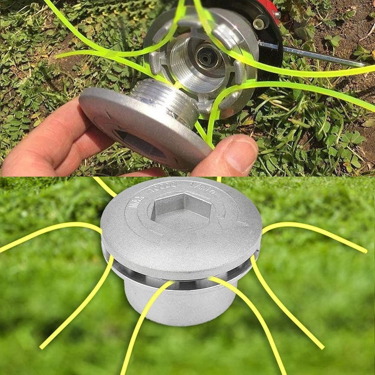 SnelShoppen - 2Pcs Grasmaaier Accessoires, Dubbele Kop Benzine Bosmaaier, Vlakke Messen Met Draad, Vervangspool voor Tuinonderhoud (Zwart) thumbnail 6