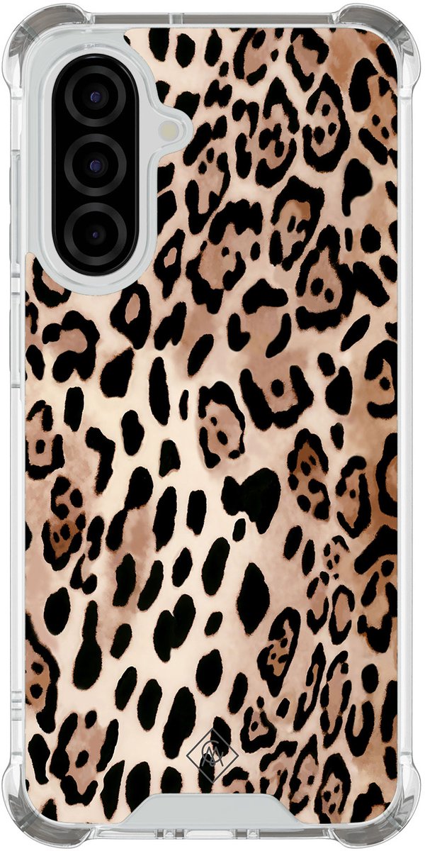 Casimoda® hoesje - Geschikt voor Samsung Galaxy A37 - Luipaard print bruin - Shockproof case - Extra sterk - TPU/polycarbonaat - Bruin/beige, Transparant
