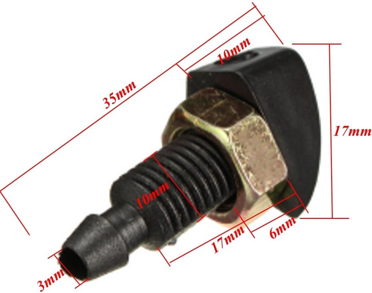 SnelShoppen - Koplamp Was Spray Nozzle Vervangingsonderdeel - Duurzaam Kunststof en Metaal - Zwart - Perfect voor Auto Onderhoud en Reiniging